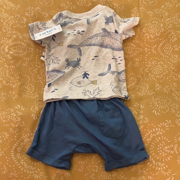 NWT Carter’s 6 Month Baby Ocean Themed Summer Set Onesie T Shirt and Shorts - Picture 4 of 4